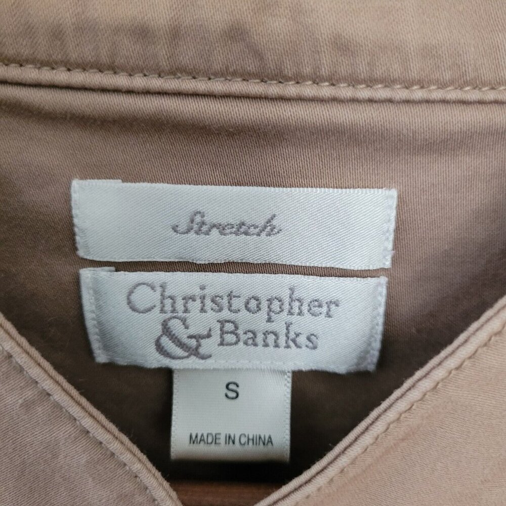 Christopher & Banks Womens Jacket Size S Beige Long Sleeve Button Up Stretch - Picture 3 of 9